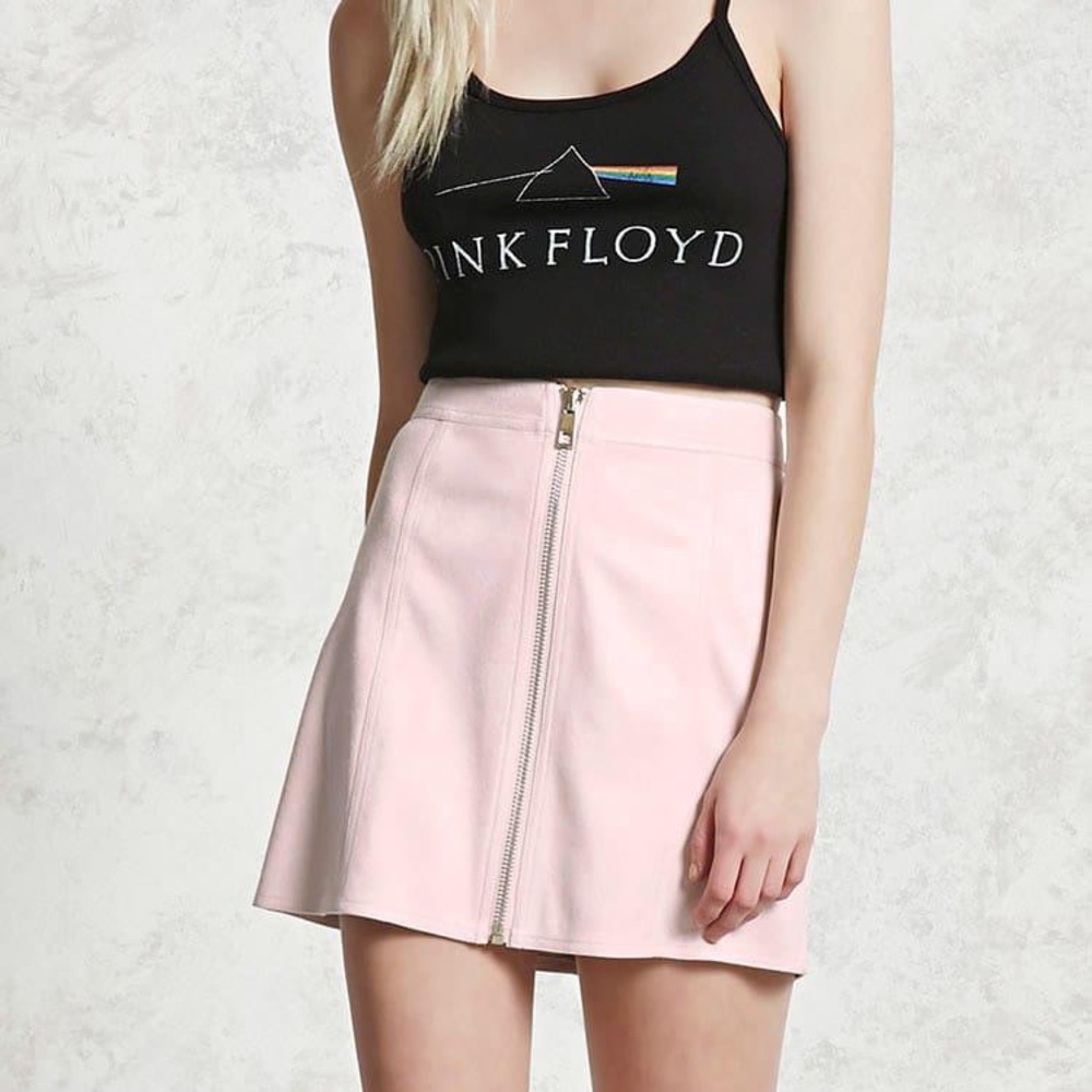 Forever 21 Faux Suede Zip-Front Mini Skirt